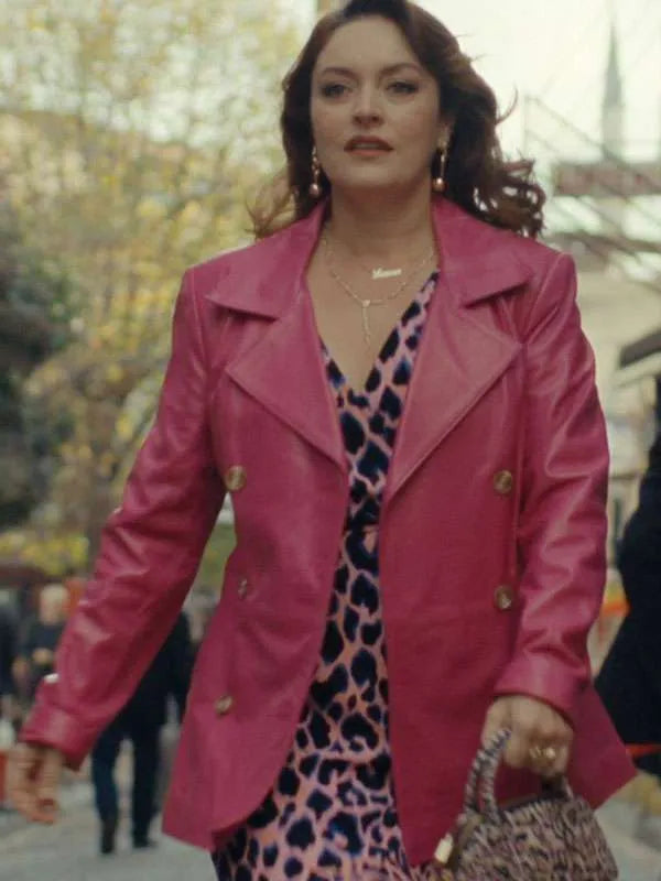 Ezgi Mola Money Trap The Karun Treasure Pink Leather Coat