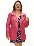 Ezgi Mola Money Trap The Karun Treasure Pink Leather Coat