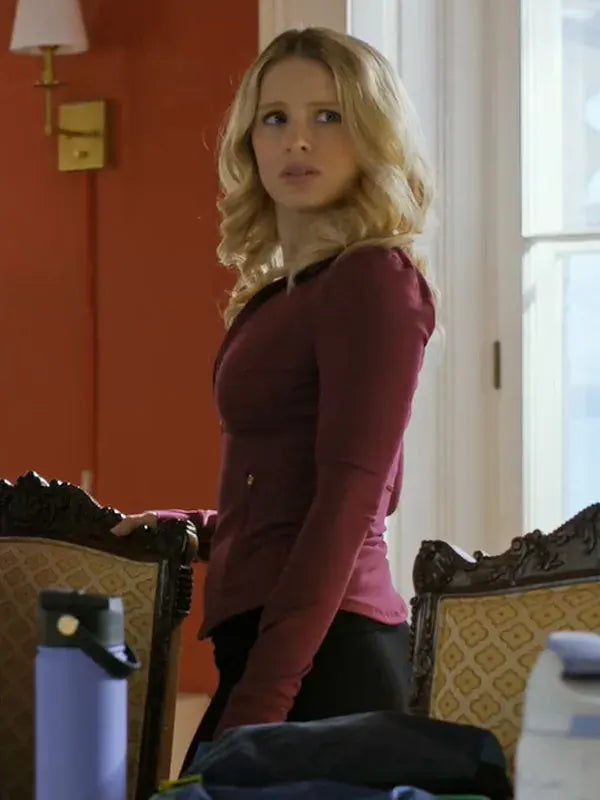 Finding Her Edge S01 Elise Russo Maroon Track Jacket