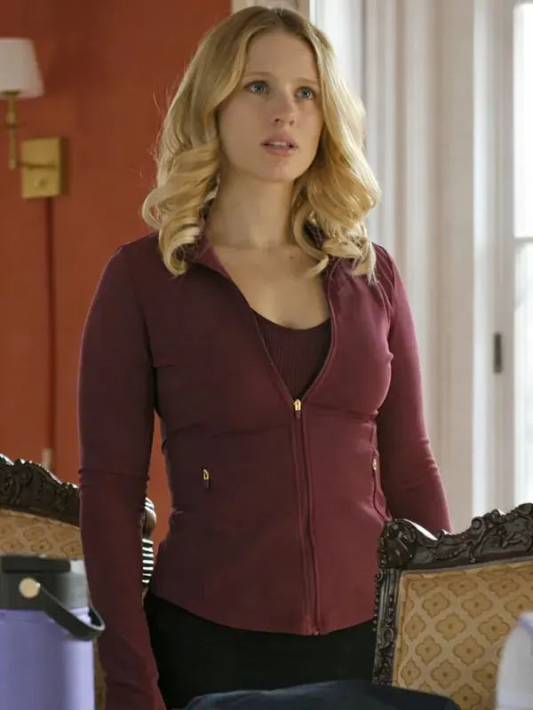 Finding Her Edge S01 Elise Russo Maroon Track Jacket