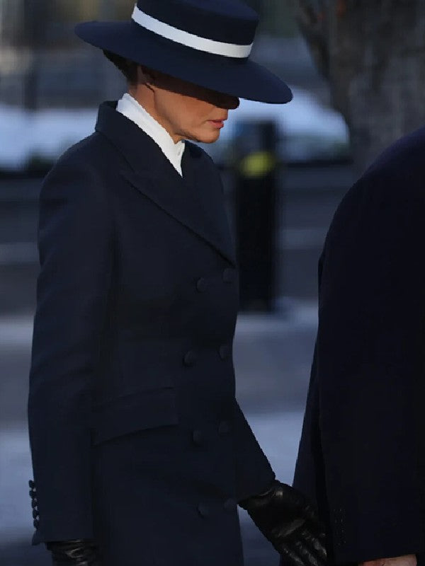Melania Trump 2026 Black Long Coat