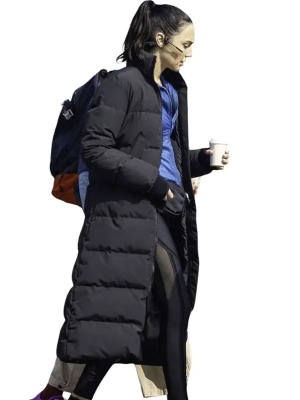 Gal Gadot The Runner 2026 Black Puffer Coat