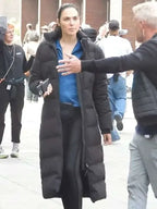 Gal Gadot The Runner 2026 Black Puffer Coat