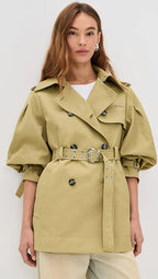 Ganni Beige Heavy Twill MIDI Trench Coat
