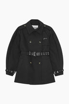 Ganni Black Heavy Twill MIDI Trench Coat