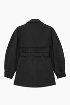 Ganni Black Heavy Twill MIDI Trench Coat