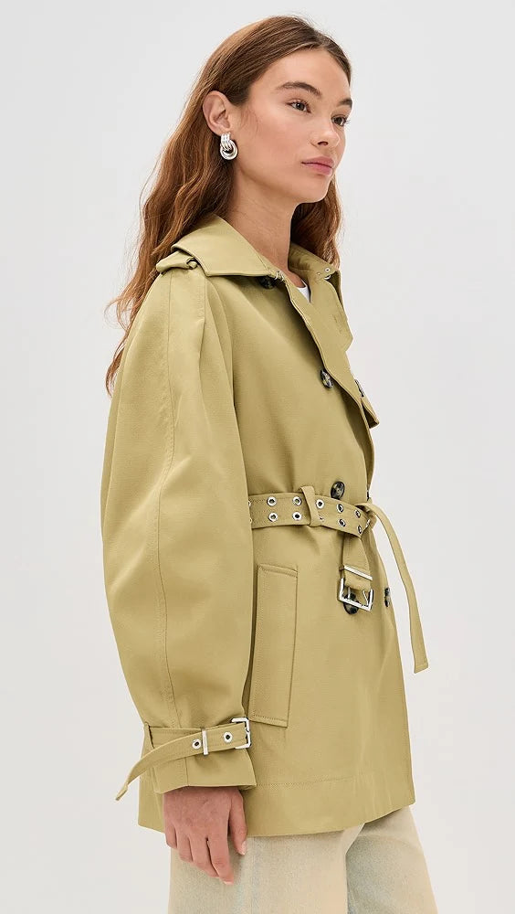Ganni Beige Heavy Twill MIDI Trench Coat