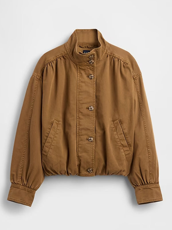 Gap Twill Bubble Jacket Brown