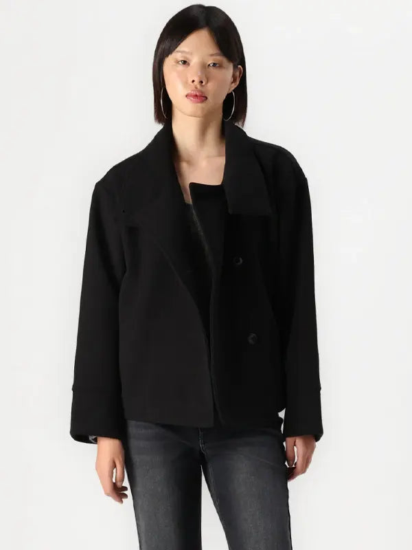 Gina Tricot Short Felt Jacket Black