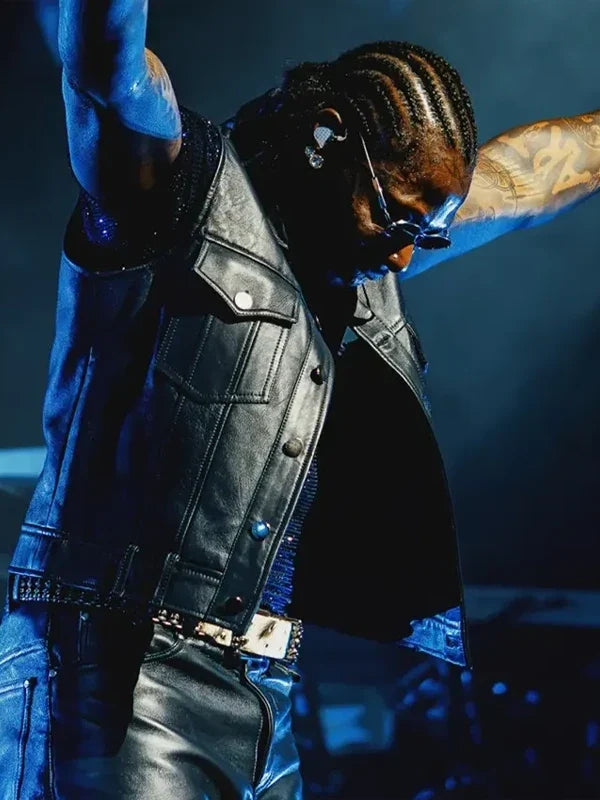 God We Trust Tour Asake Leather Vest