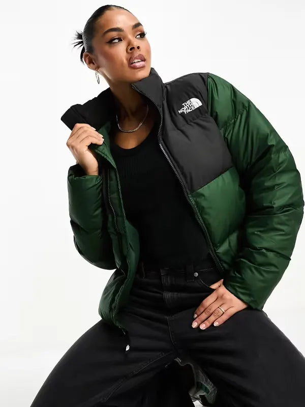 Green Black North Face Jacket