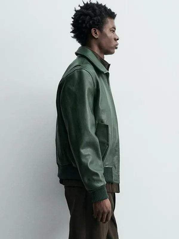 Green Zara Leather Jacket