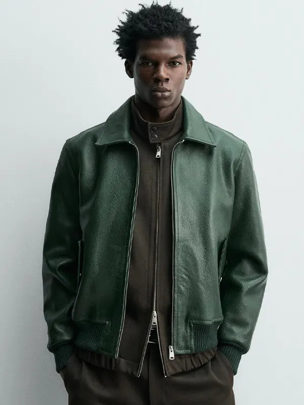 Green Zara Leather Jacket