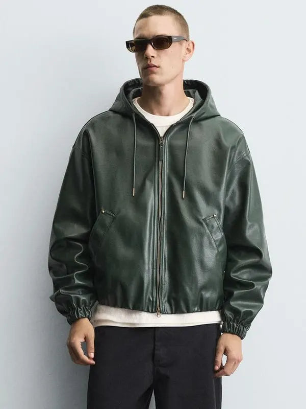 Green Zara Leather Jacket