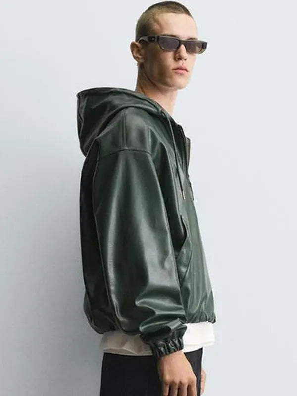 Green Zara Leather Jacket