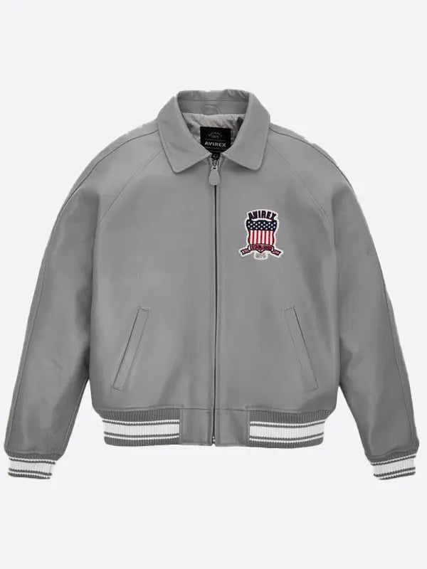 Grey Avirex Leather Jacket