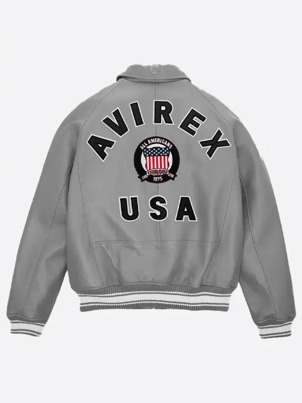 Grey Avirex Leather Jacket