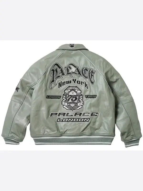 Grey Avirex Leather Jacket