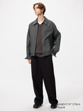 Grey Uniqlo blouson jacket front view casual style
