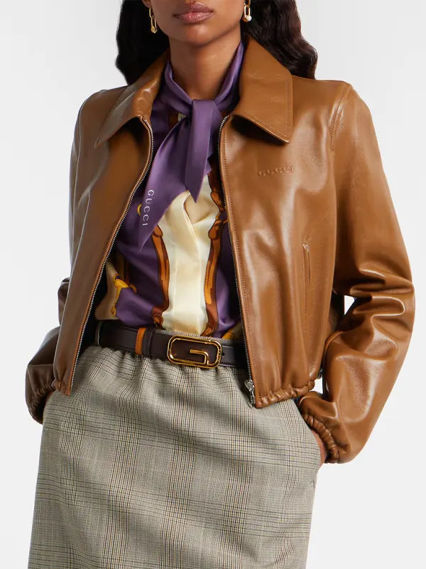 Gucci Cropped Leather JacGucci Cropped Leather Jacketket