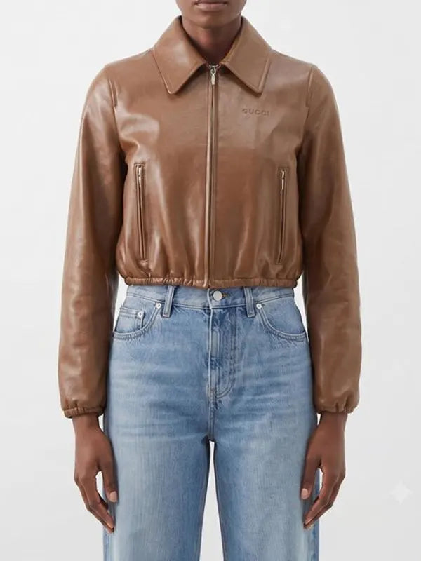 Gucci Cropped Leather JacGucci Cropped Leather Jacketket
