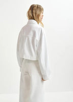 Cropped Off White Denim Jacket
