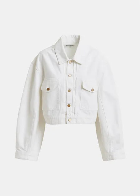 Cropped Off White Denim Jacket