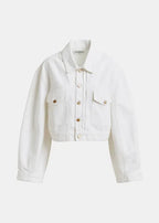Cropped Off White Denim Jacket