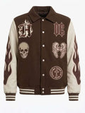 Halloween Skull and Wings Varsity Jacket