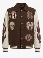 Halloween Skull and Wings Varsity Jacket