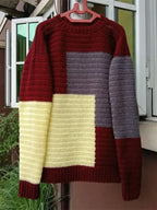 Handcrafted Color-Block Patchwork Crochet Pullover