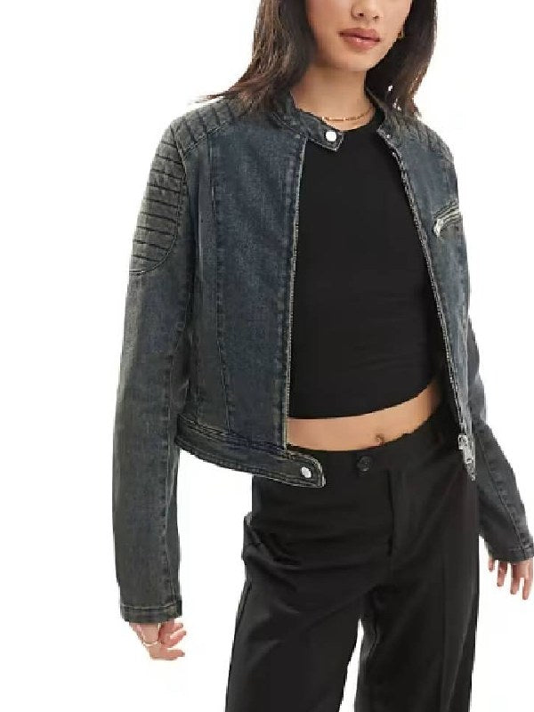 Ride or Die S01 Hannah Waddingham Denim Biker Jacket