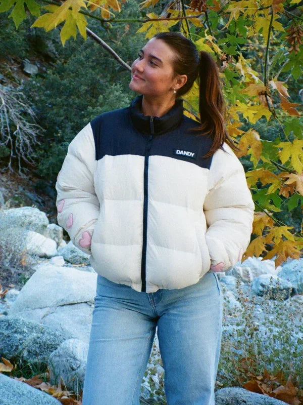 Heart on My Sleeve Puffer Jacket in Cream
