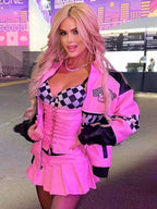 Kina Tavarozi Hello Kitty Pink Racing Leather Jacket