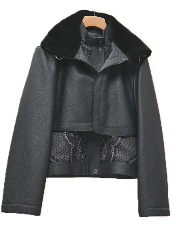 Hermès Leather Bomber Jacket Black