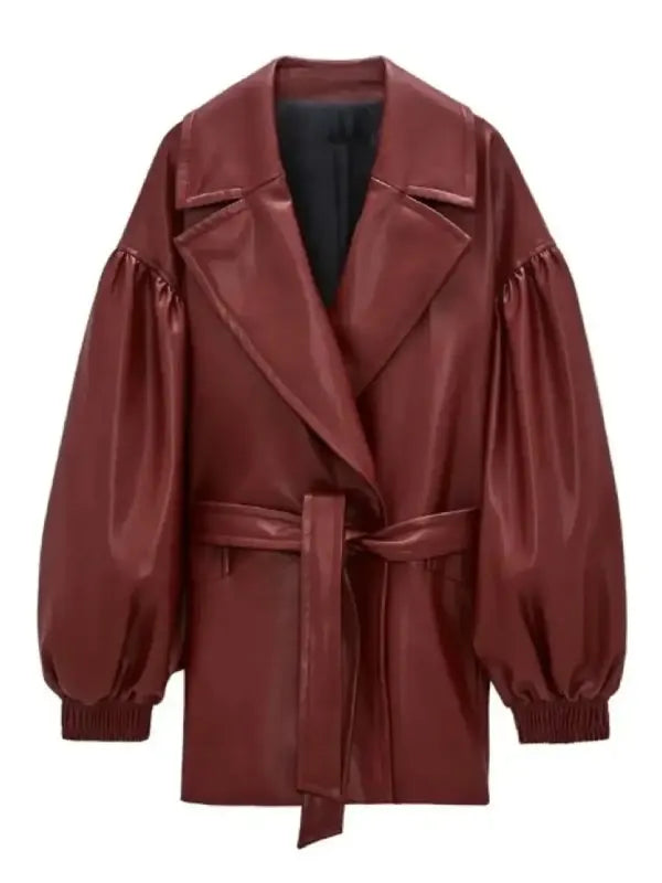 His And Hers S01 Tessa Thompson Leather Belted Trench Coat