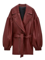 His And Hers S01 Tessa Thompson Leather Belted Trench Coat