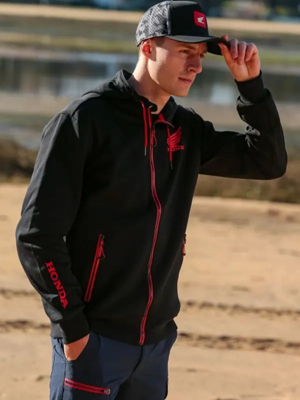Honda Racing Hoodie Cap Zip-up Black
