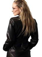 I Want Your Sex 2026 Olivia Wilde Black Leather Trench Coat