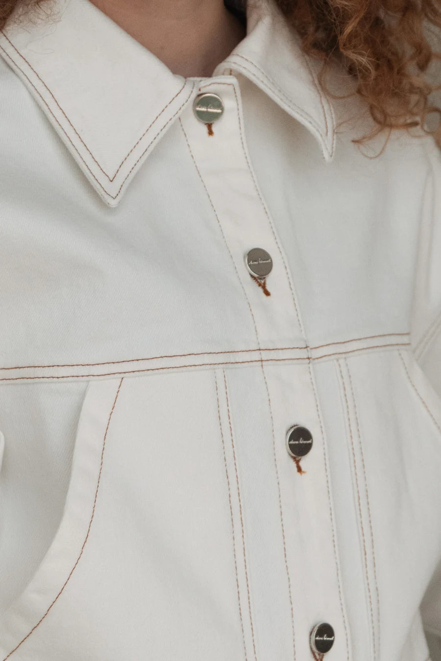 Cropped Off White Denim Jacket