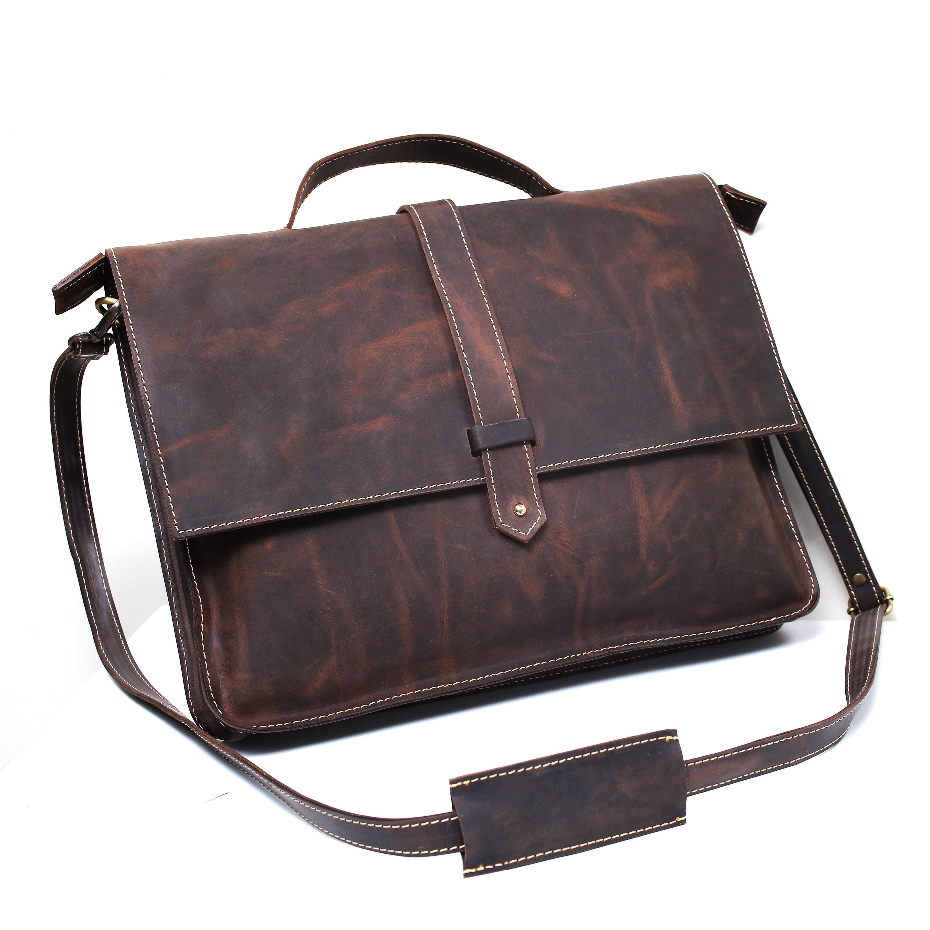 Corporate Pure Leather Vintage Bag, Brown Zing Apparel