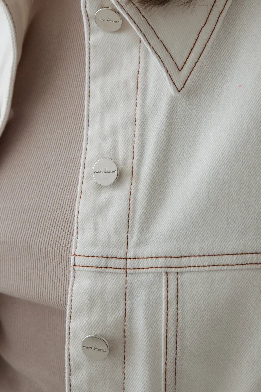 Cropped Off White Denim Jacket