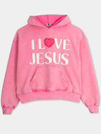 I Love Jesus Hoodie Pink