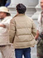Jumanji Open World 2026 Alex Wolff Beige Puffer Jacket