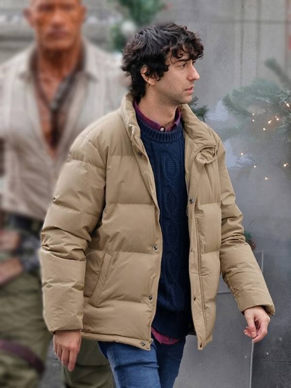 Jumanji Open World 2026 Alex Wolff Beige Puffer Jacket