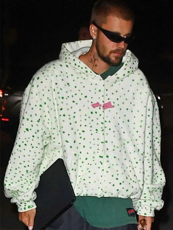 World Cup After-Party Justin Bieber Polka Dot Hoodie