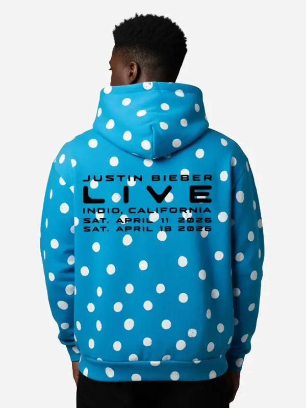 Justin Bieber Skylrk Spot Blue Polka Dot Hoodie