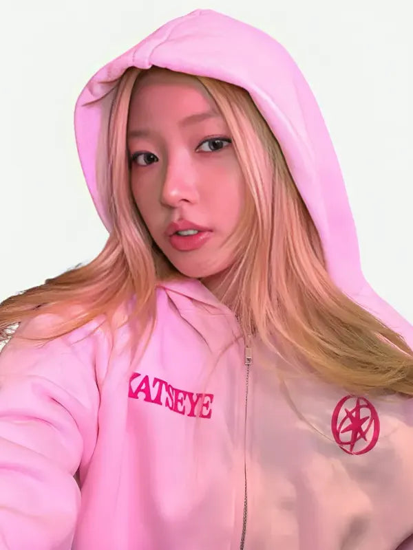 Katseye Desert 2026 Pink Zip-up Hoodie