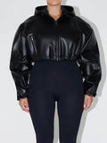 Khy Black Leather Cropped Jacket