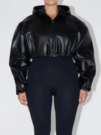 Khy Black Leather Cropped Jacket